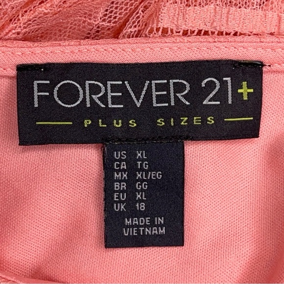 Juniors XL Forever 21 Peachy Pink Embroidered Lace Dress Lined Boho Sleeveless - Picture 10 of 15